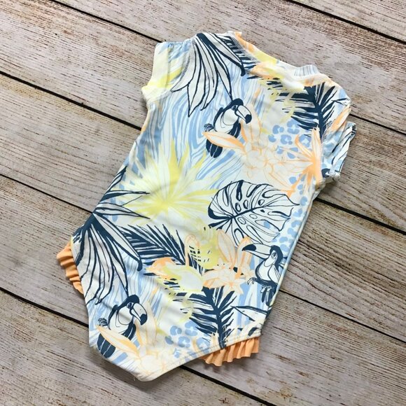 Ruffle Butts Toddler Girls UPF 50+ Short Sleeve Rash Guard Swimsuit Size 2T - Picture 8 of 8